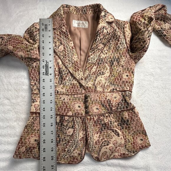 On & On Modern Femme Women's Long Sleeve Blazer Collared Jacket Lined Floral Tan - Picture 9 of 11